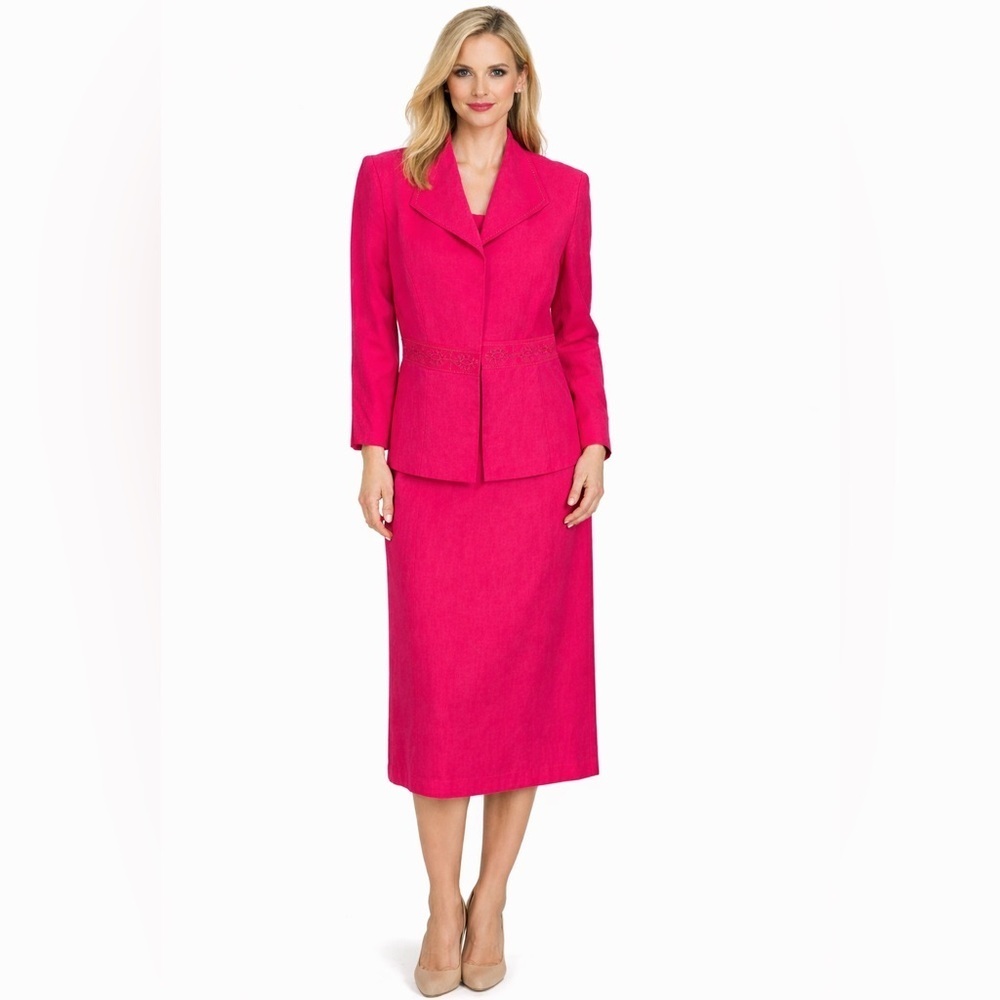 Jessica Howard Pink 2 Pc Dress/jkt Lined Dress Sleeveless 3/4 Sleeve Jkt